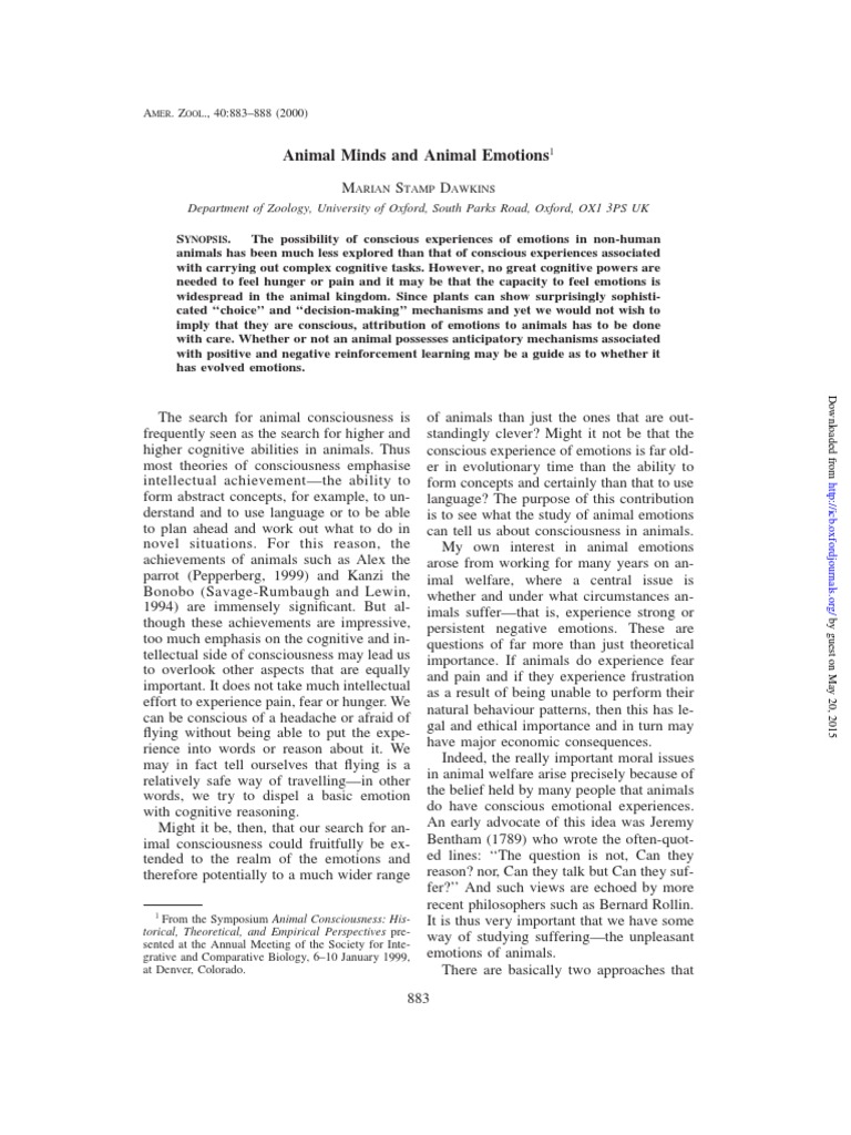 Exploring Animal Emotions | PDF | Emotions | Consciousness
