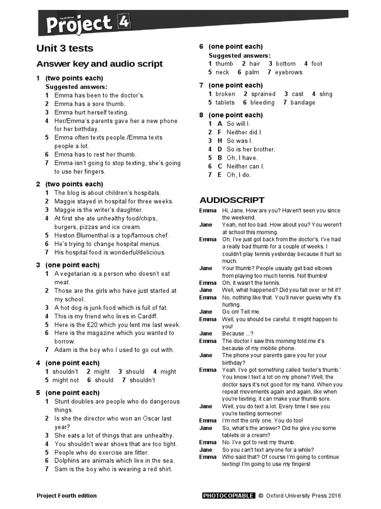 Project 4 Unit 3 Test Answers | PDF