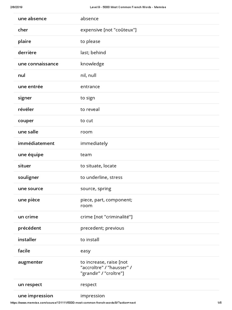 5000 Mots Français Courants | PDF