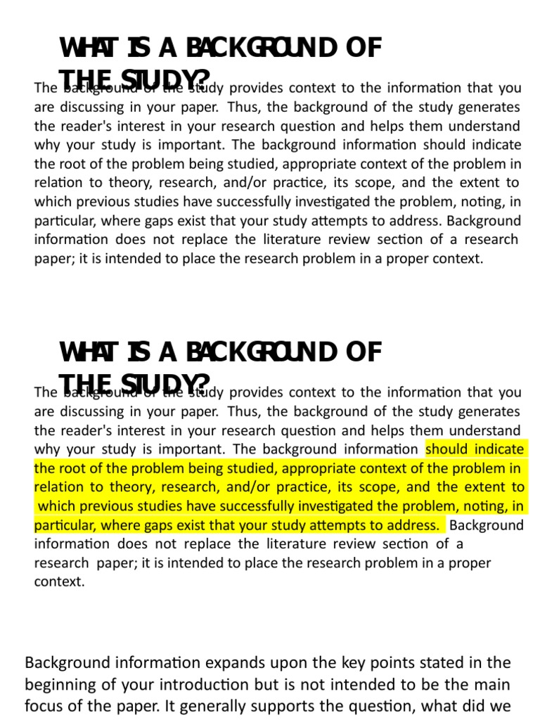What Is A Background of The Study | PDF