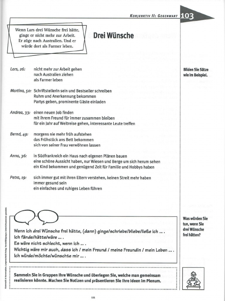 Grammatik Konversation Konjunktiv 2 Wünsche | PDF
