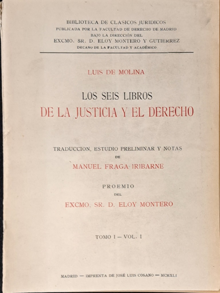 Los Seis Libros de La Justicia y Del Derecho - Luis-Molina-tomo-I - Vol ...
