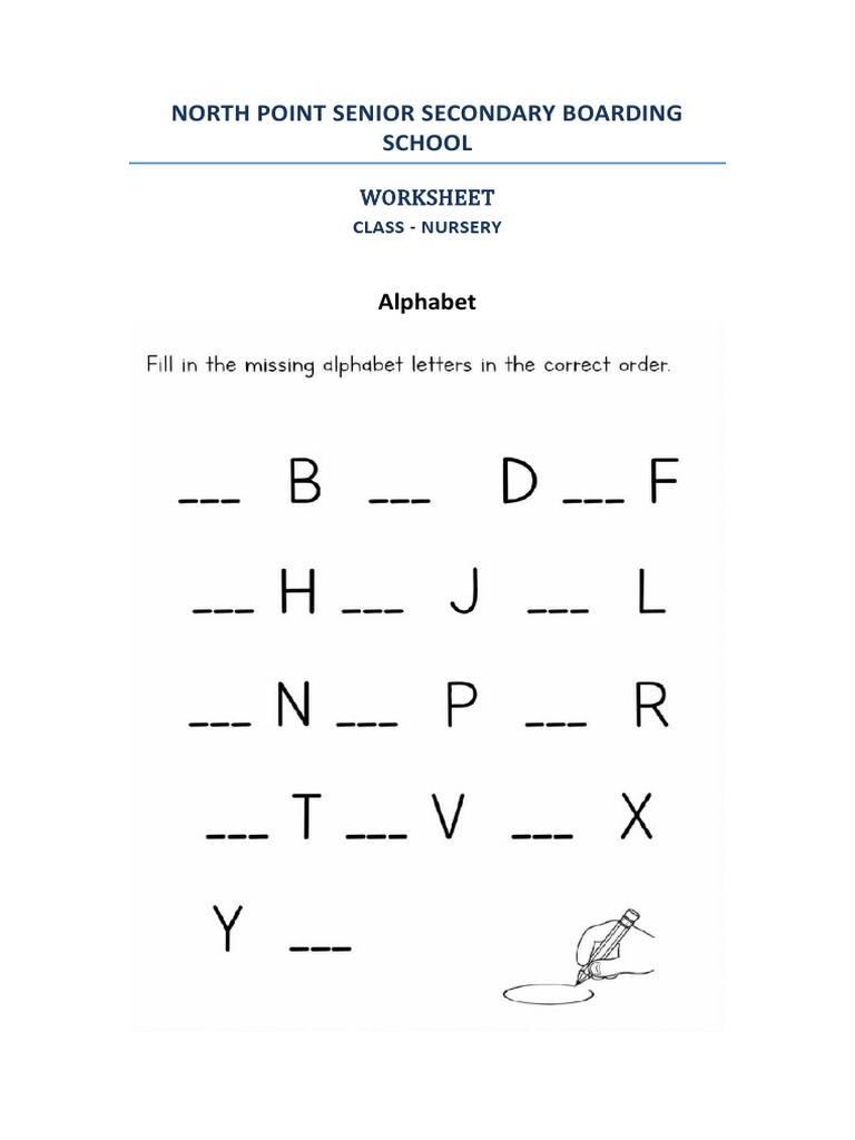78 Class Nur English Worksheet Alphabets PDF