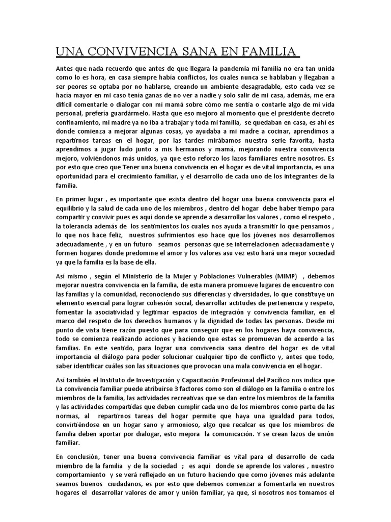 Convivencia Familiar En El Hogar Vanessa A Pdf