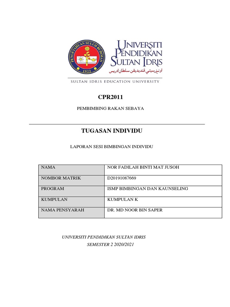 Laporan Sesi Bimbingan Individu Aiman | PDF