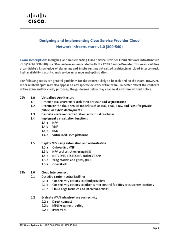 Cisco SPCNI Exam Overview and Topics | PDF | Cloud Computing | Software ...
