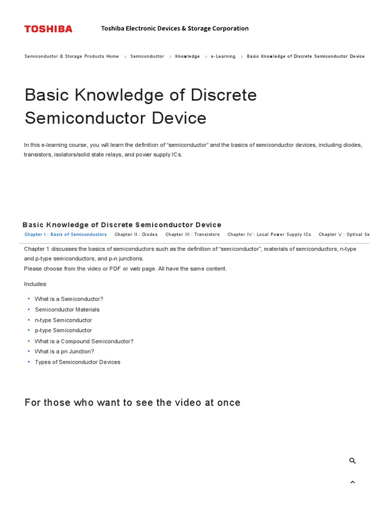 Basic Knowledge of Discrete Semiconductor Device Toshiba Electronic