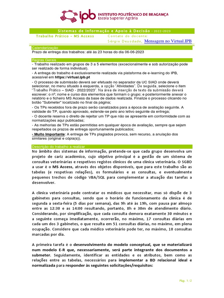 Guia de Trabalho Prático IPB | PDF | Medicina Veterinária | Microsoft ...