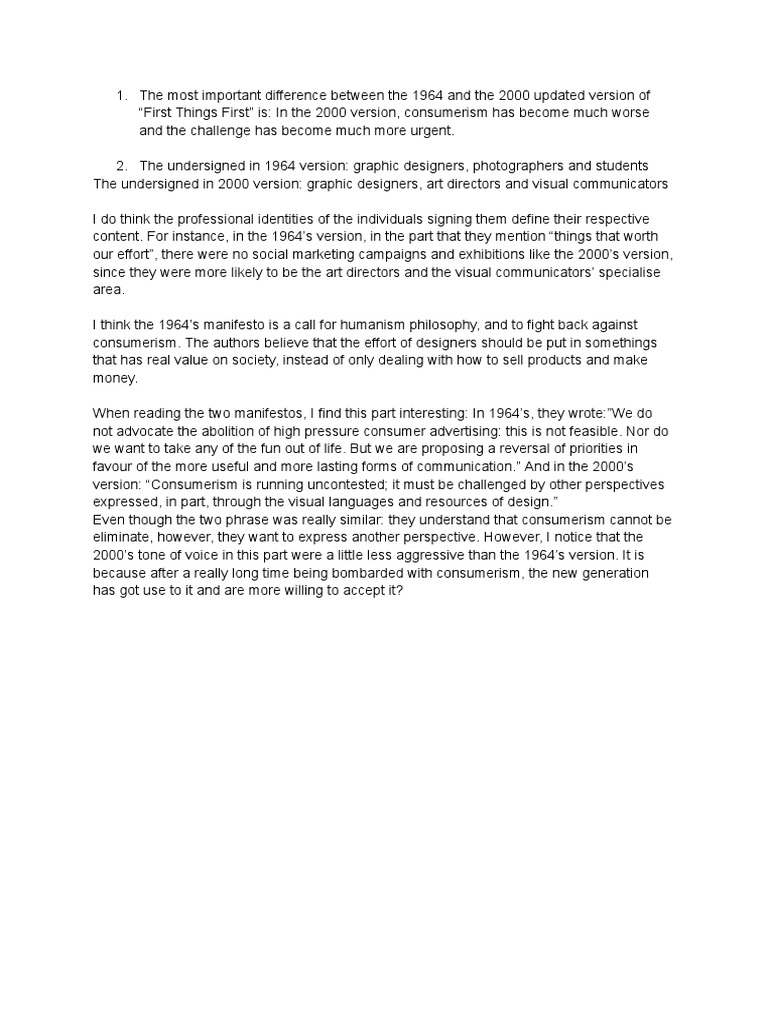 First Thing First Manifesto | PDF