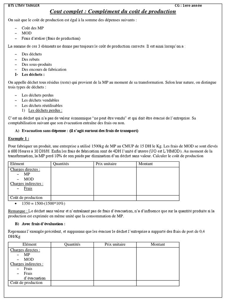 Cout de Production PDF