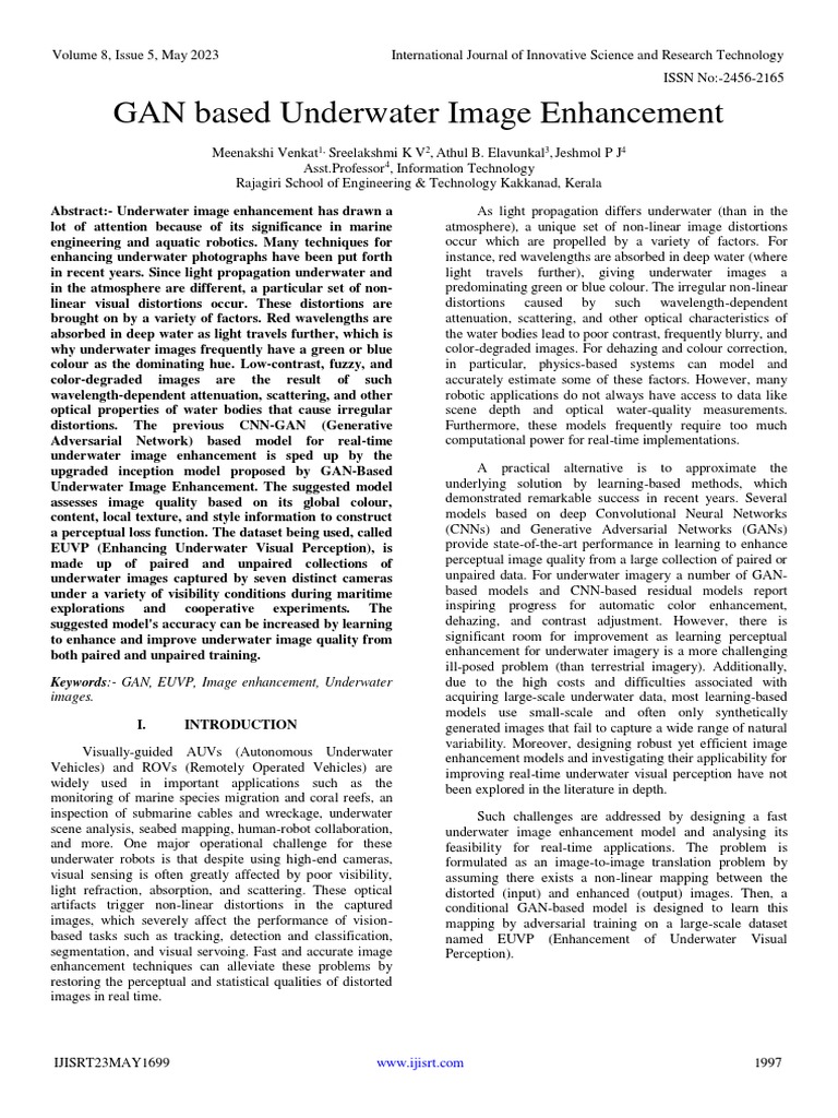 GAN-Based Underwater Image Enhancement | PDF | Science & Mathematics ...