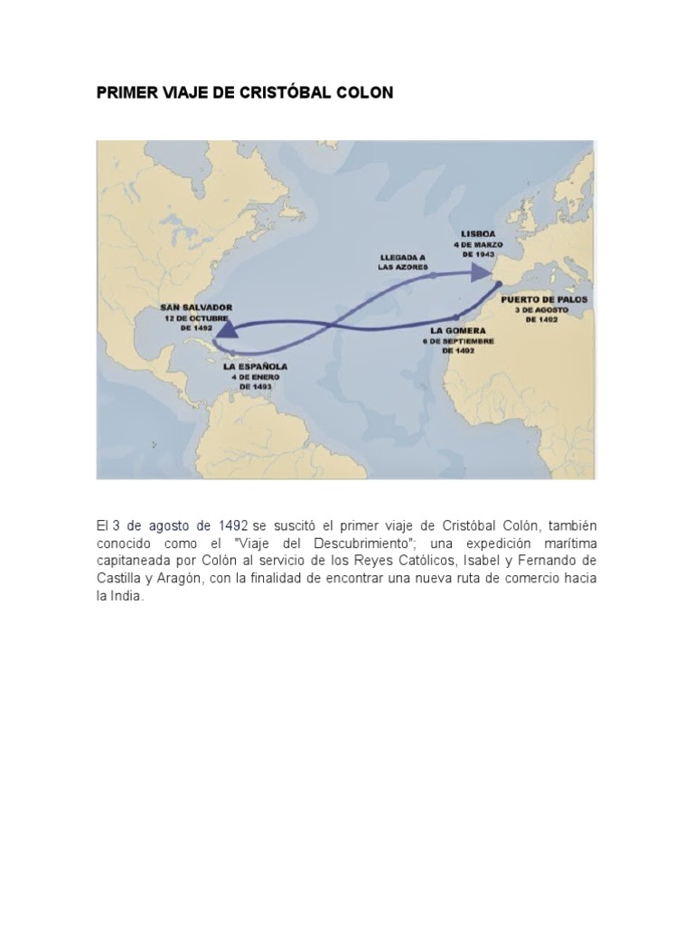 Primer Viaje de Colón 1492 | PDF | Ciencias sociales | Historia