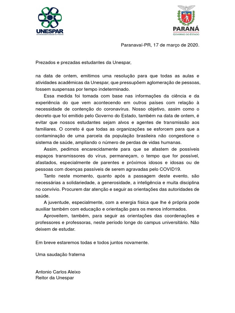 Modelo De Carta De Estudante