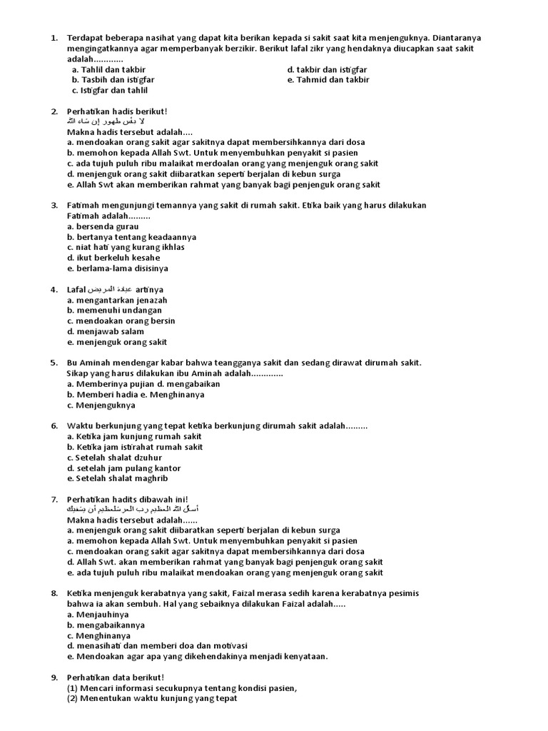 Download soal akidah akhlak kelas 10 semester 2