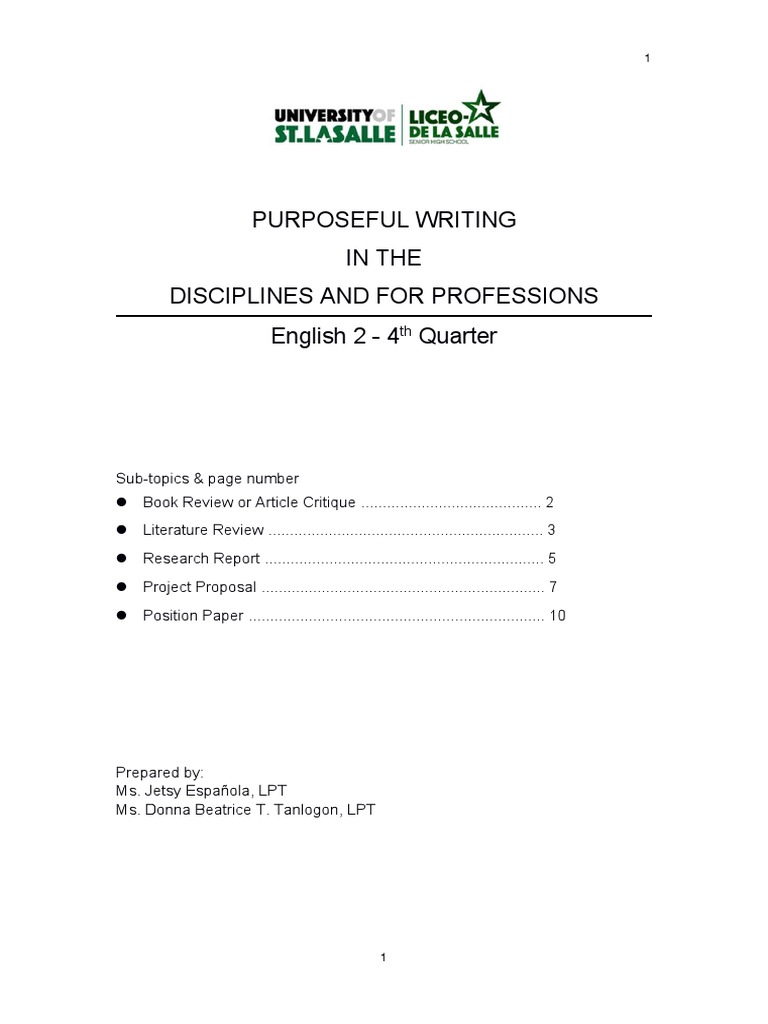 Purposeful Writing in the Disciplines and for Professions (1) PDF