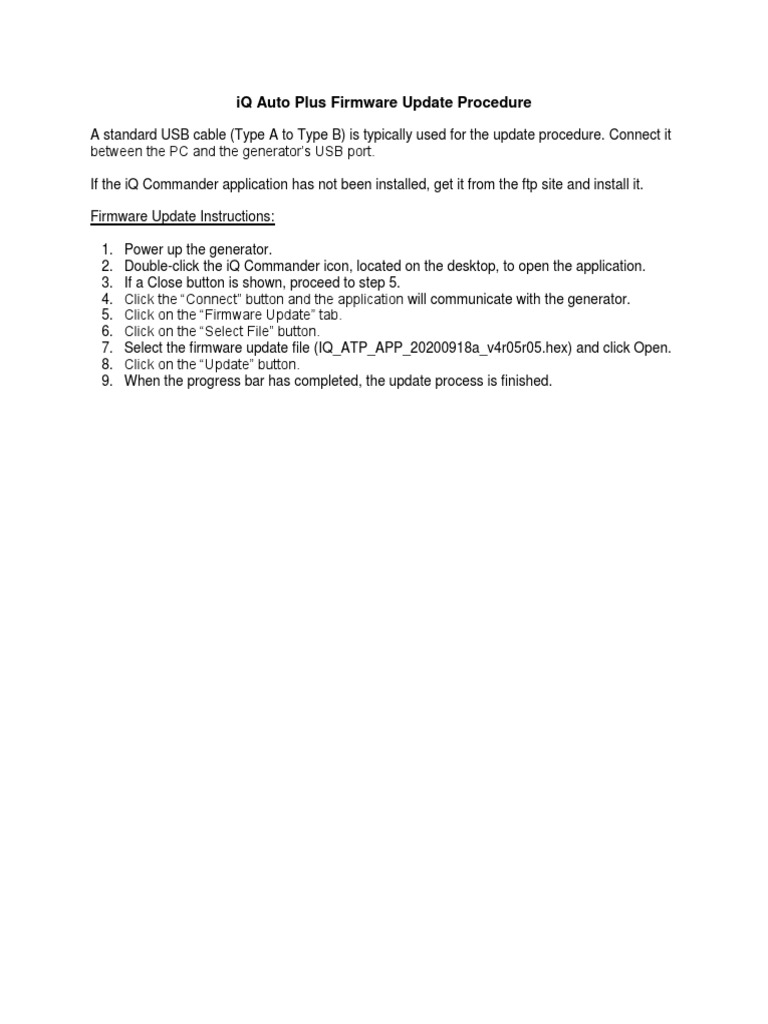 IQ Auto Plus Firmware Update Procedure | PDF