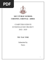 MCC Public School Chetpet, Chennai - 600031: Computer Science Investigatory Project 2022 - 2023