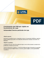 Crecimiento Del PIB Per Cápita en La Provincia de Loja