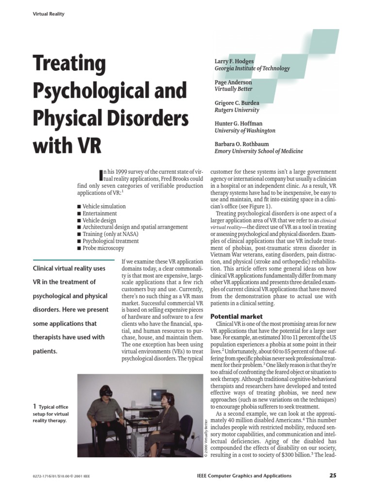 Treating Psychological and Physical Disorders With VR PDF Virtual