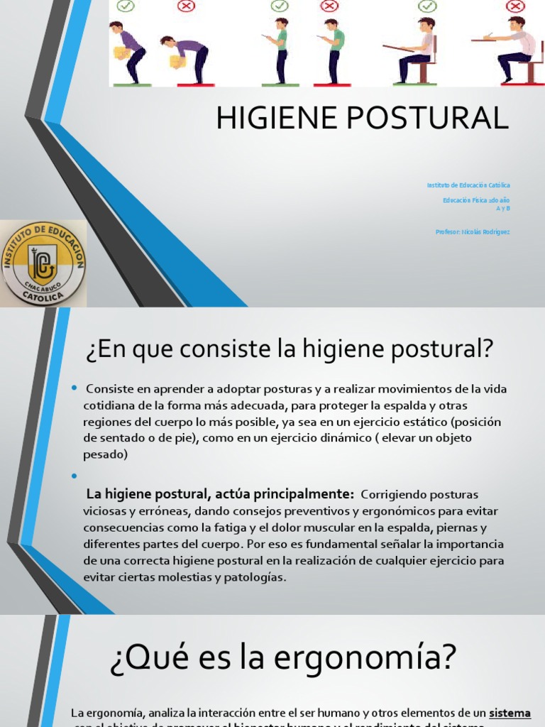 Importancia de la Higiene Postural Escolar | PDF | Factores humanos y ...