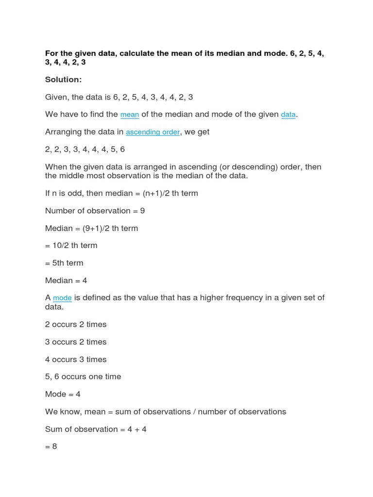 Mean Median Mode | PDF