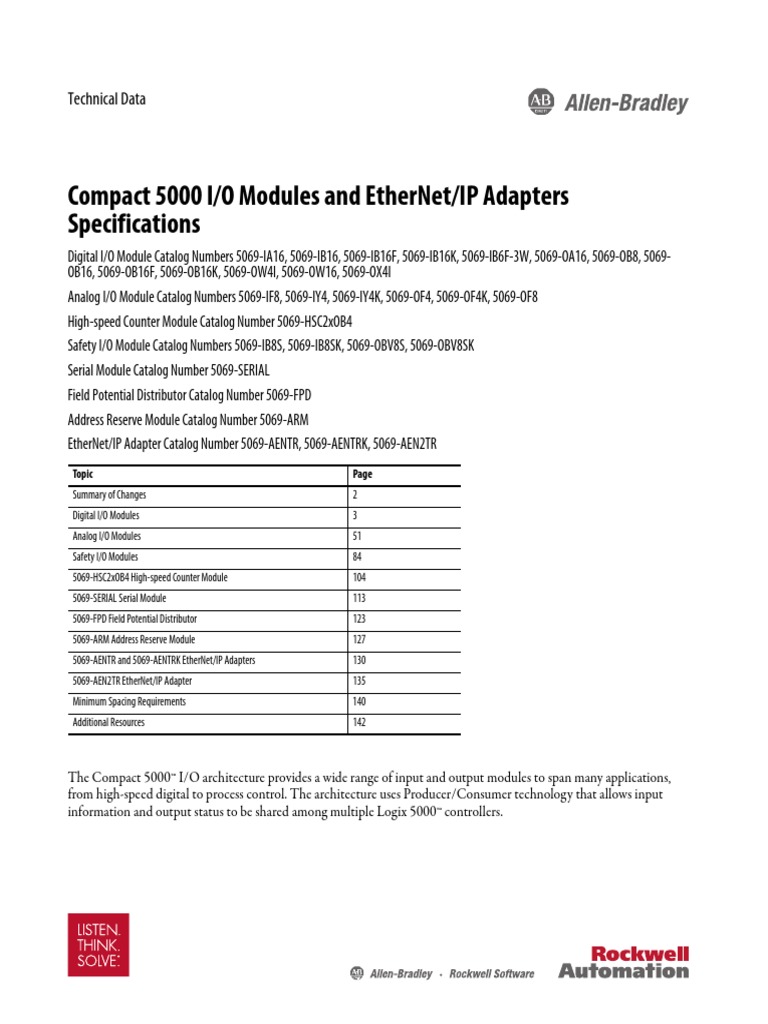 Compact 5000 I/O Modules and Ethernet/Ip Adapters Specifications | PDF
