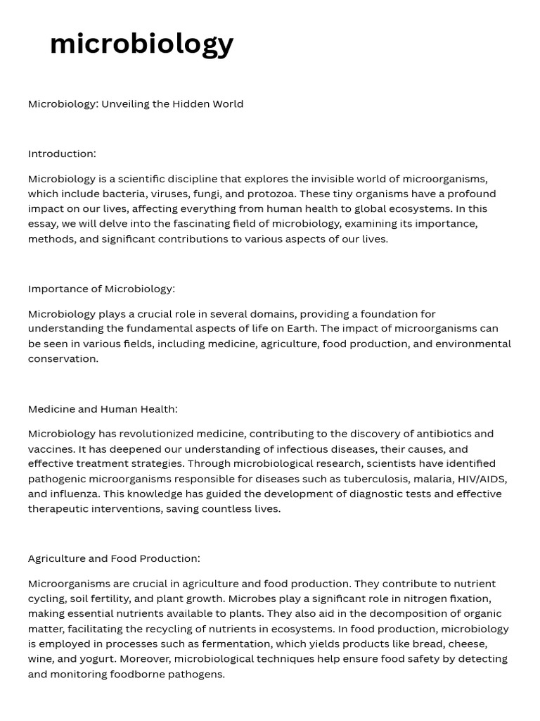 Microbiology Pdf Microorganism Microbiology