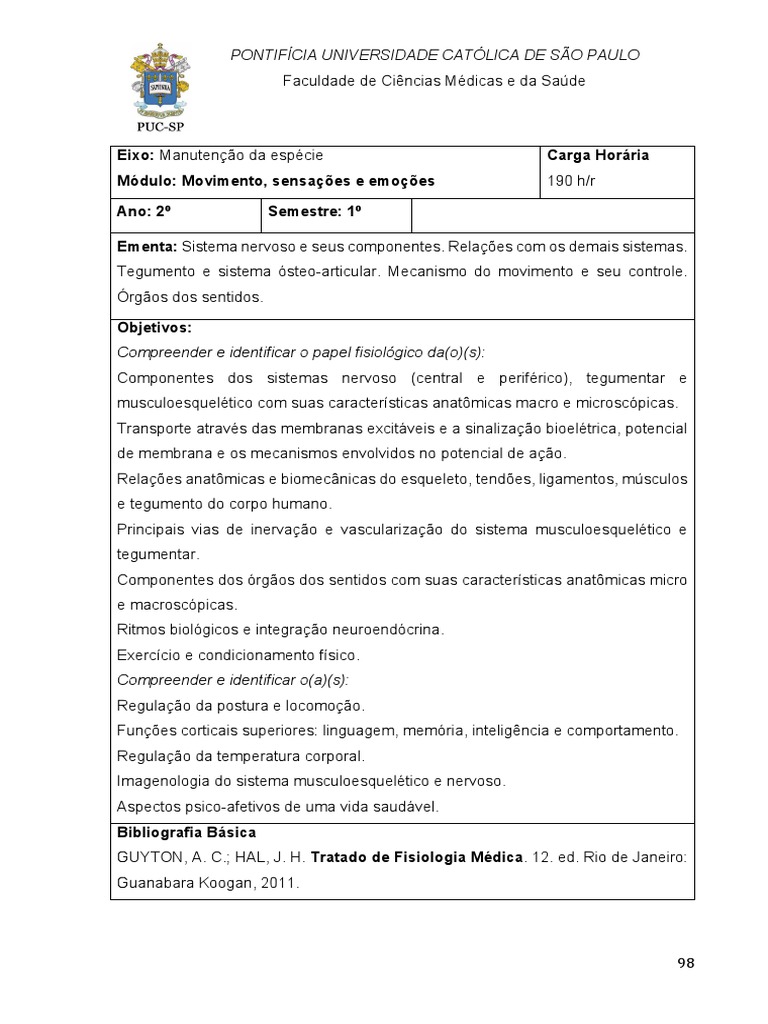 Projeto Pedagógico Medicina | PDF | Anatomia | Corpo humano
