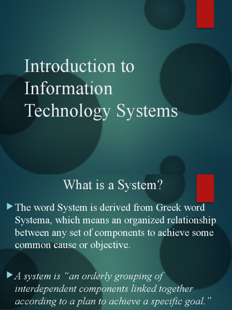Lecture 1 - Introduction To Information Technology Systems | PDF