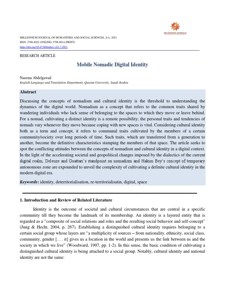 Mobile Nomadic Digital Identity PDF Identity (Social Science)