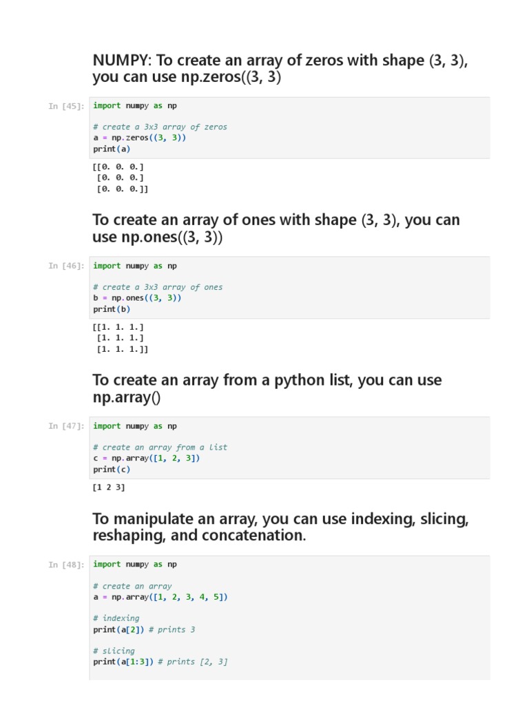 INTRODUCTORY TO NUMPY JAN 2023 | PDF | Computer Programming | Mathematics