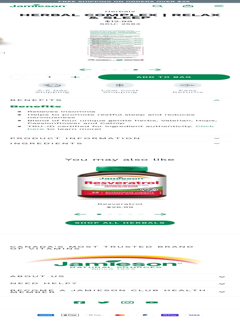 Herbal Complex Relax & Sleep Jamieson Vitamins PDF