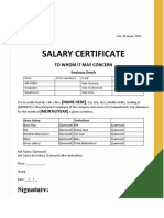 Salary Certificate: Signature