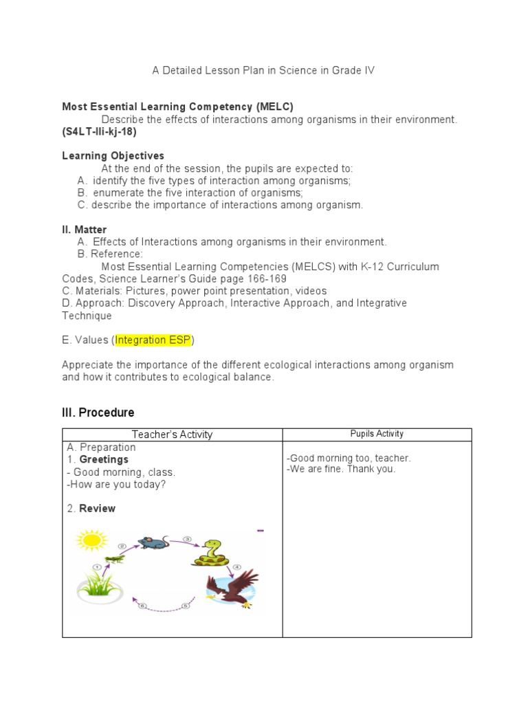 Grade 4 Science Lesson: Organism Interactions | PDF | Symbiosis | Ecology