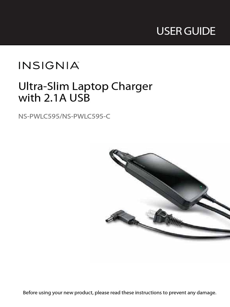 Insignia Laptop Charger Manual | PDF | Battery Charger | Laptop