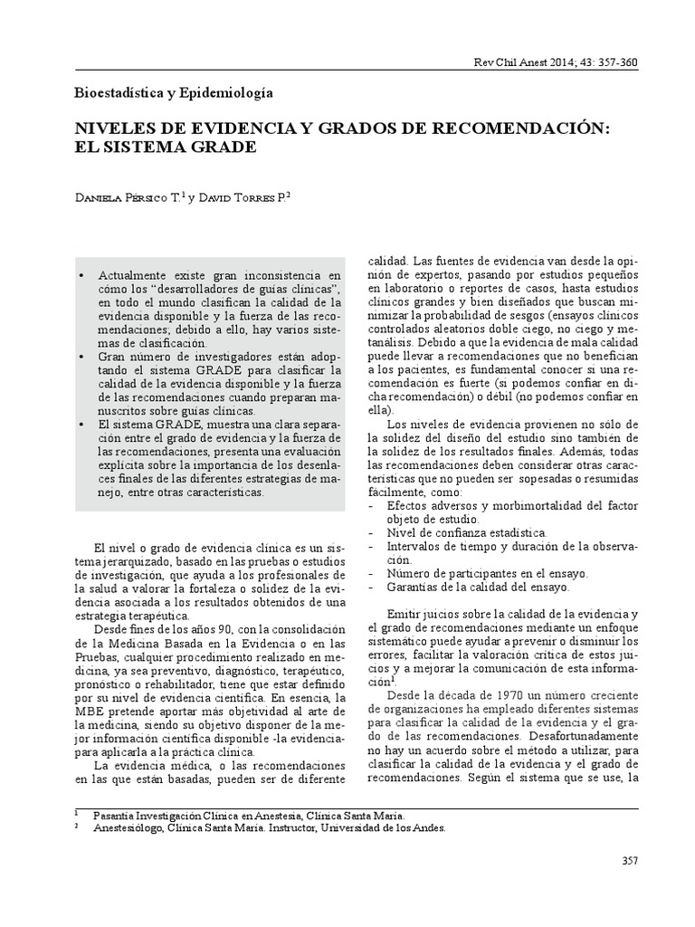 Niveles de Evidencia y Grados de Recomendacion El Sistema Grade | PDF ...