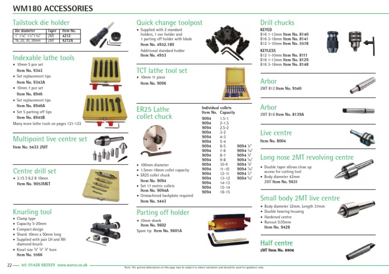 WM 180 Lathe Accessories | PDF