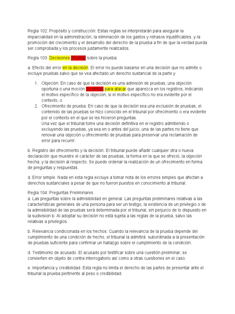 Objeciones Traducción de Las Reglas Del Sistema Federal de EEUU | PDF ...