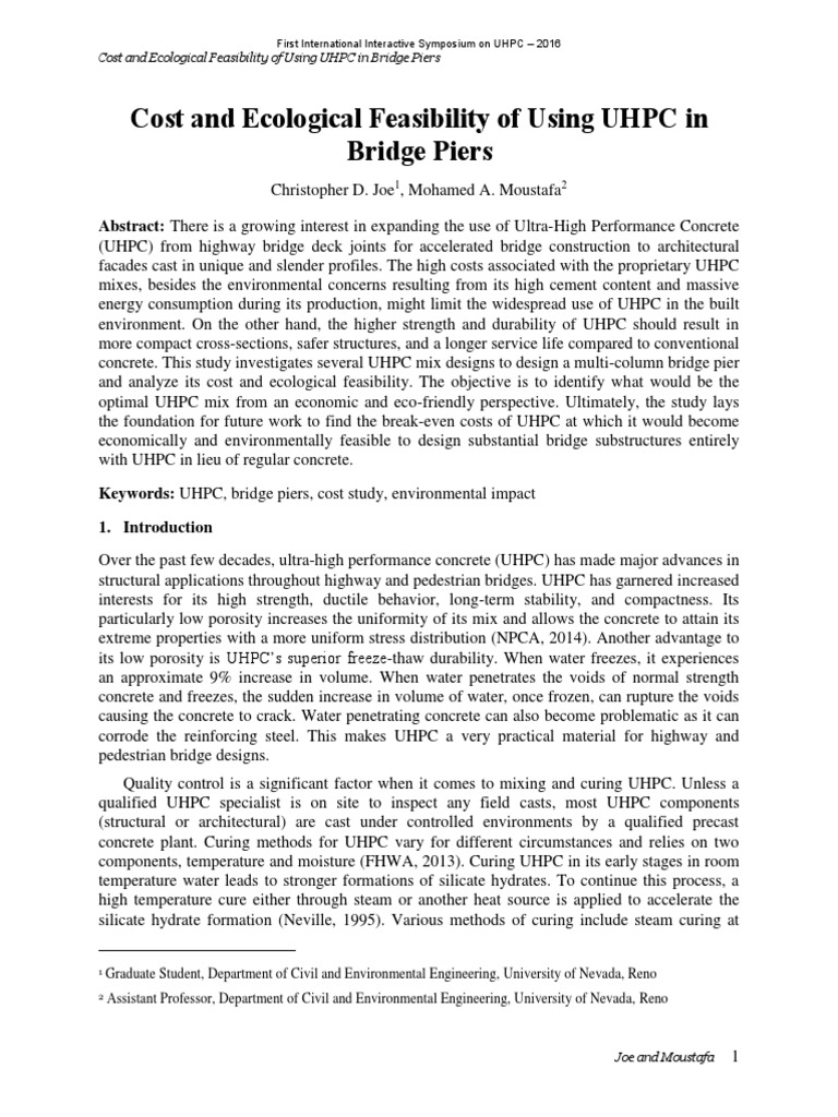 UHPC Bridge Piers: Cost & Eco Feasibility | PDF | Concrete | Cement