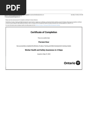 Certificate of Completion