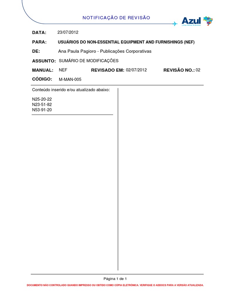 NEF Non Essential Equipment and Furnishings ATR 600 PDF