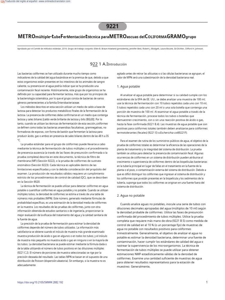 smww.9221 (1) .En - Es | PDF | Agua | Las bacterias