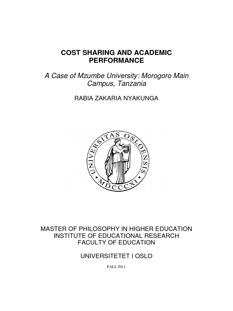 Cost Sharing and Academic Performance A Case of Mzumbe University
