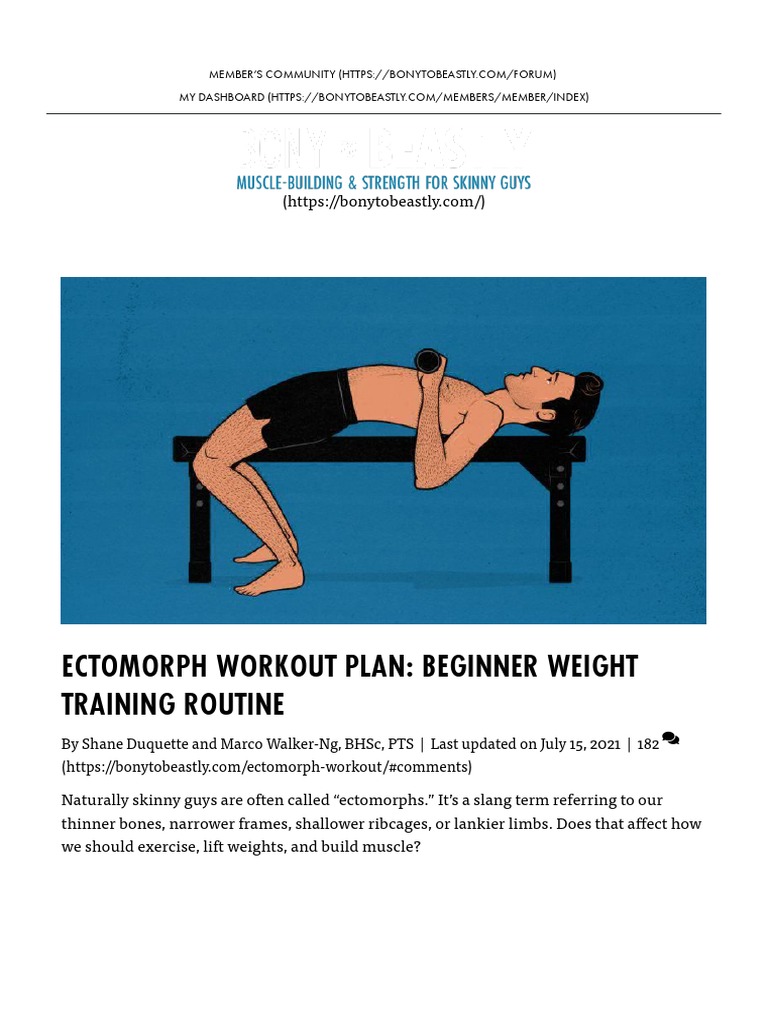 Ectomorph Workout Plan Beginner Weight Training Routine PDF