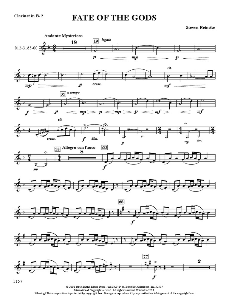 Fate of The Gods - Clarinet in BB 2 | PDF | Tempo | Poétique