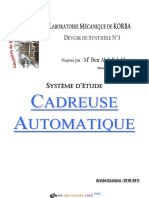 Devoir Corrigé de Synthèse N°3 - Génie mécanique Cadreuse Automatique - Bac Technique (2010-2011) Mr Ben Abdallah Marouan