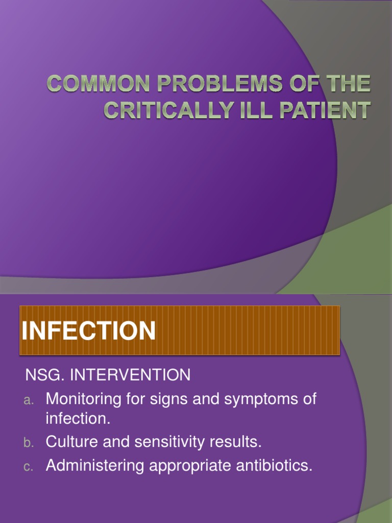 Common Problems Of The Critically Ill Patient Patient Intensive