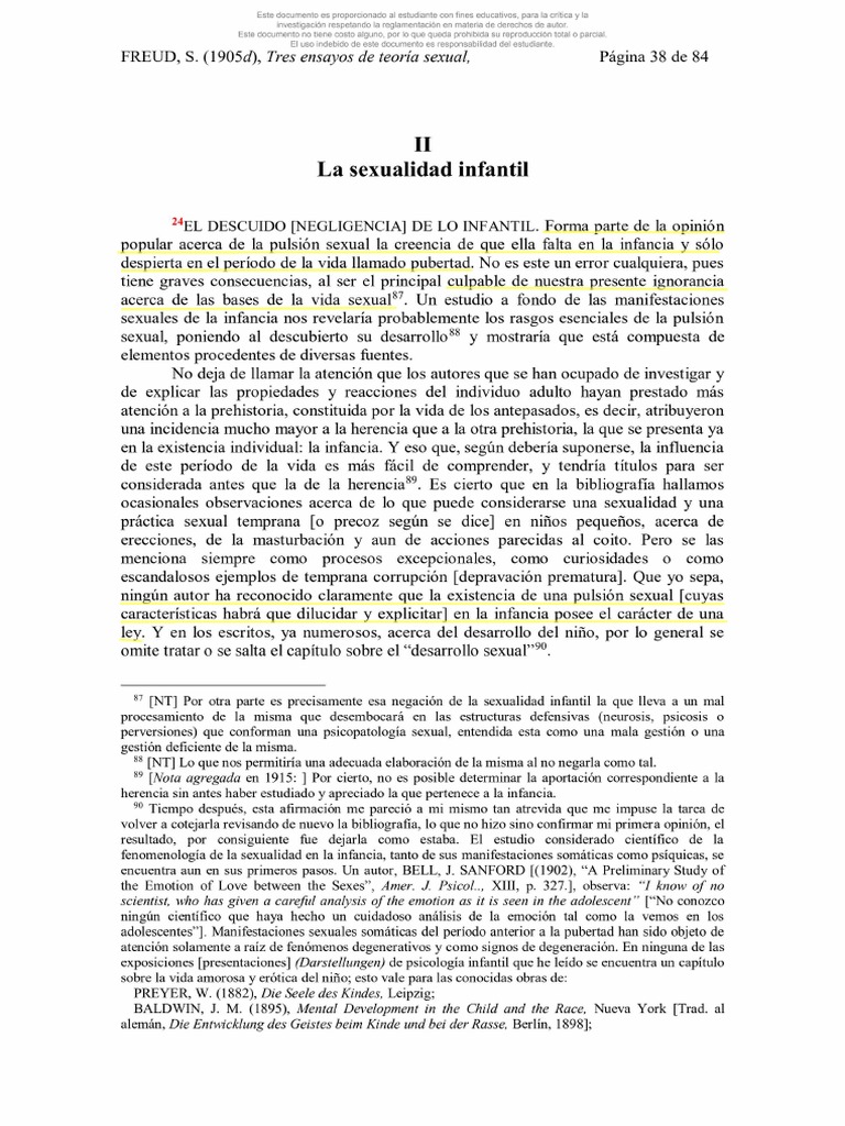 Tres Ensayos de Teoría Sexual Sexualidad Infantil FREUD PDF