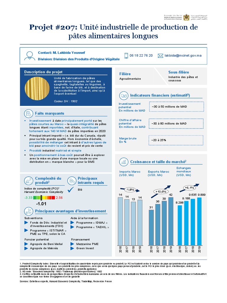 Projet 207 - Pâtes Alimentaires Longues - 0 | PDF | Pâtes | Blé