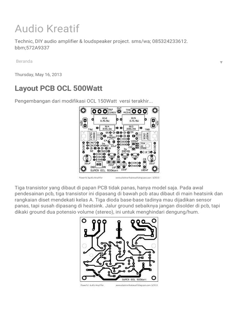 Layout PCB OCL 500watt | PDF